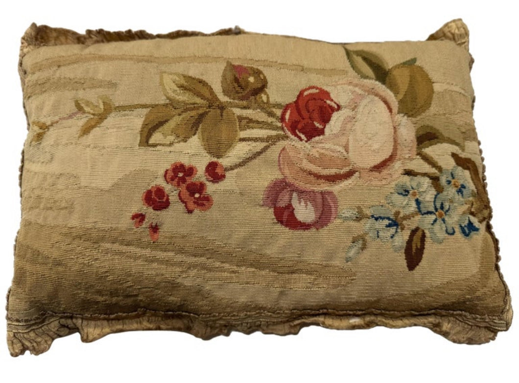 18th Century French Aubusson Tapestry Lumbar Pillow